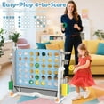 thumbnail image 2 of Costway Giant 4-in-a-Row Game Set with Ring-toss, Basketball Hoop, Golf Club & Cup Holders Light Blue & Gray, 2 of 10