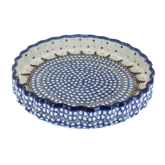 Blue Rose Polish Pottery Rustic Pines Torte Plate