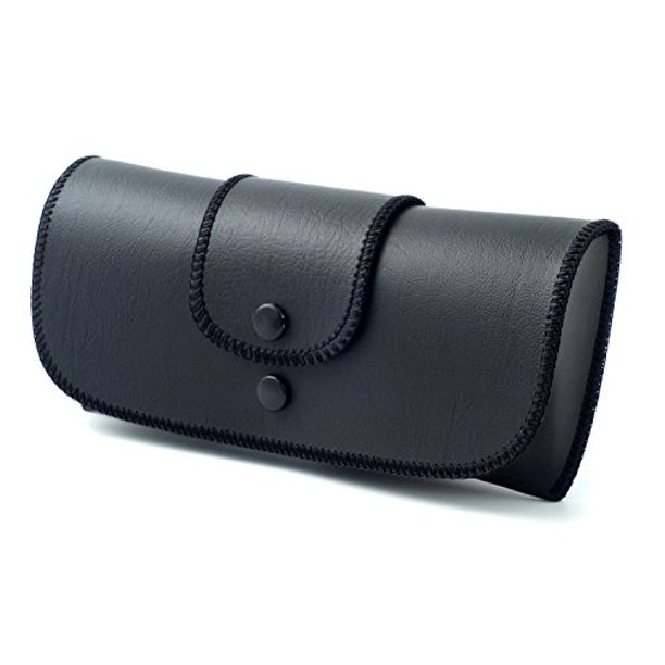 Soft Eyeglass Case Faux Leather, Attatches to Belt, Horizontal (BLACK