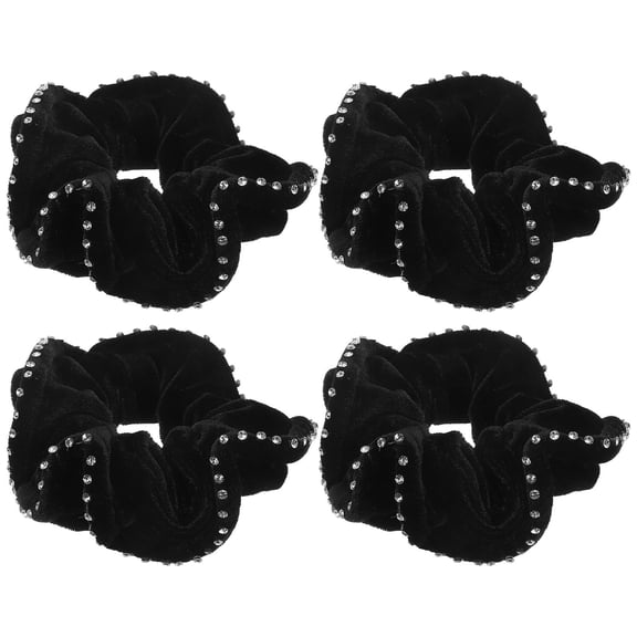 Raindrops Set of 4 Durable Black Fabric Hair Ties for Women with Stylish Design Ideal for Daily Use