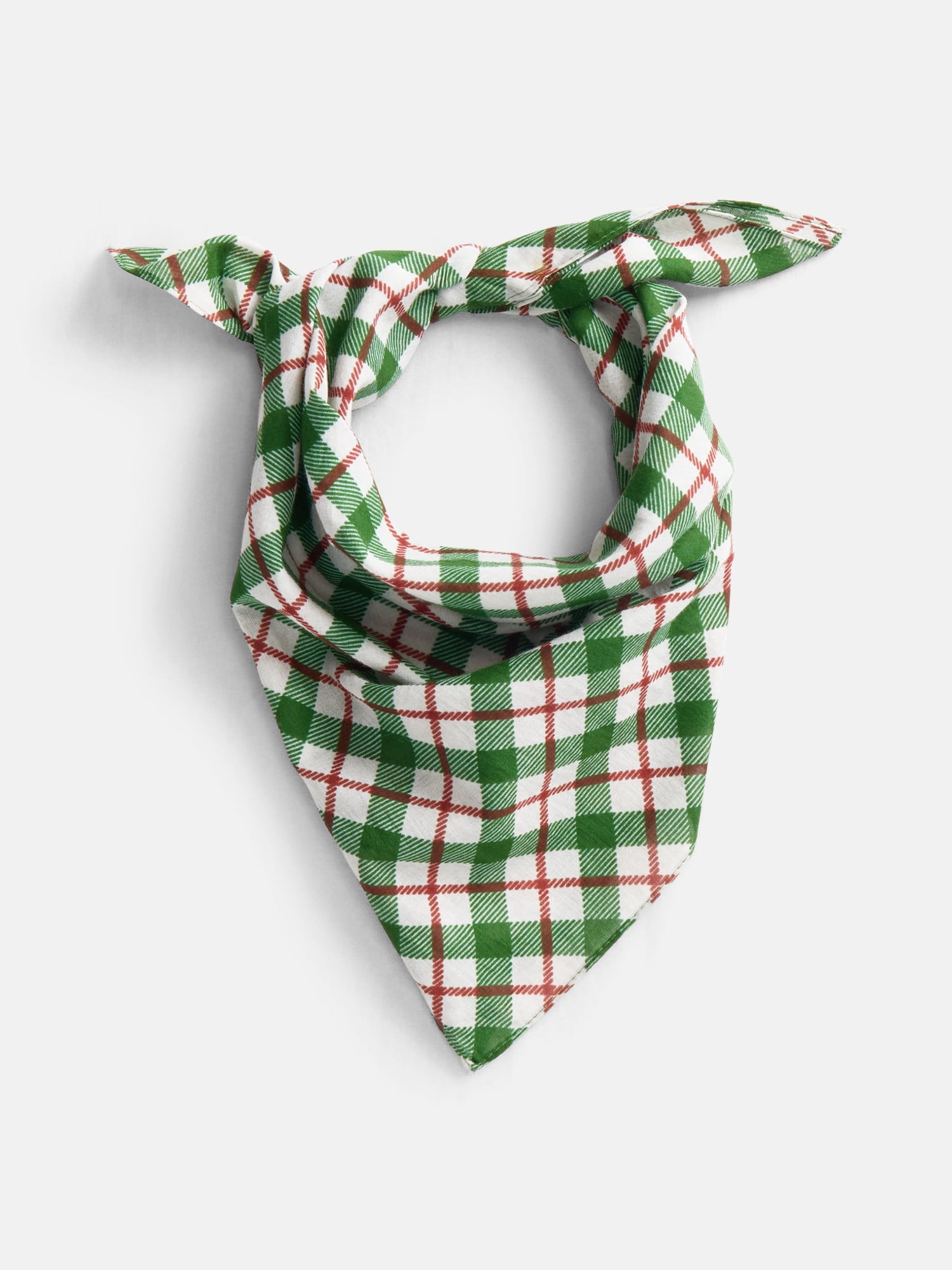 Holiday Time Woven Winter Plaid Bandana, Once Size, Ivory/Multi, Cotton