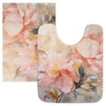 thumbnail image 3 of Bathroom Rugs Shaggy Toilet Base Mat 20x24 U Shape Soft Contour Rug Absorbent Non Slip Pink Flowers, 3 of 9