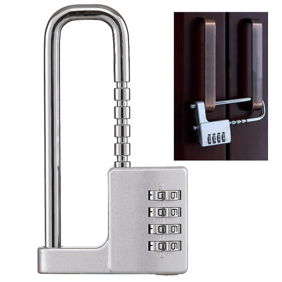 Cabinet Lock,Combination Padlock,U Shaped Padlock,Stainless Steel Gym Locker Lock Code Long Adjustable Shackle Lock (Silver)