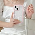 thumbnail image 3 of Magnetic Case Candy Wave Frame Case for iPhone 13/iPhone 14 6.1 inch, Cute Curvy Case Compatible with Magsafe Shockproof Cover Non-Yellowing Clear Case Slim Fit Case for Women Girl-Pink, 3 of 11
