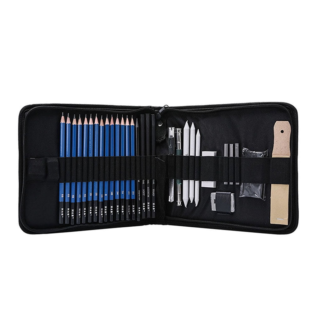 35pcs Pencil Sets Stationery Sets Professional Sketching Drawing Pencils Kit Set Wood Pencil with Storage Zipper Bag for Artist Students
