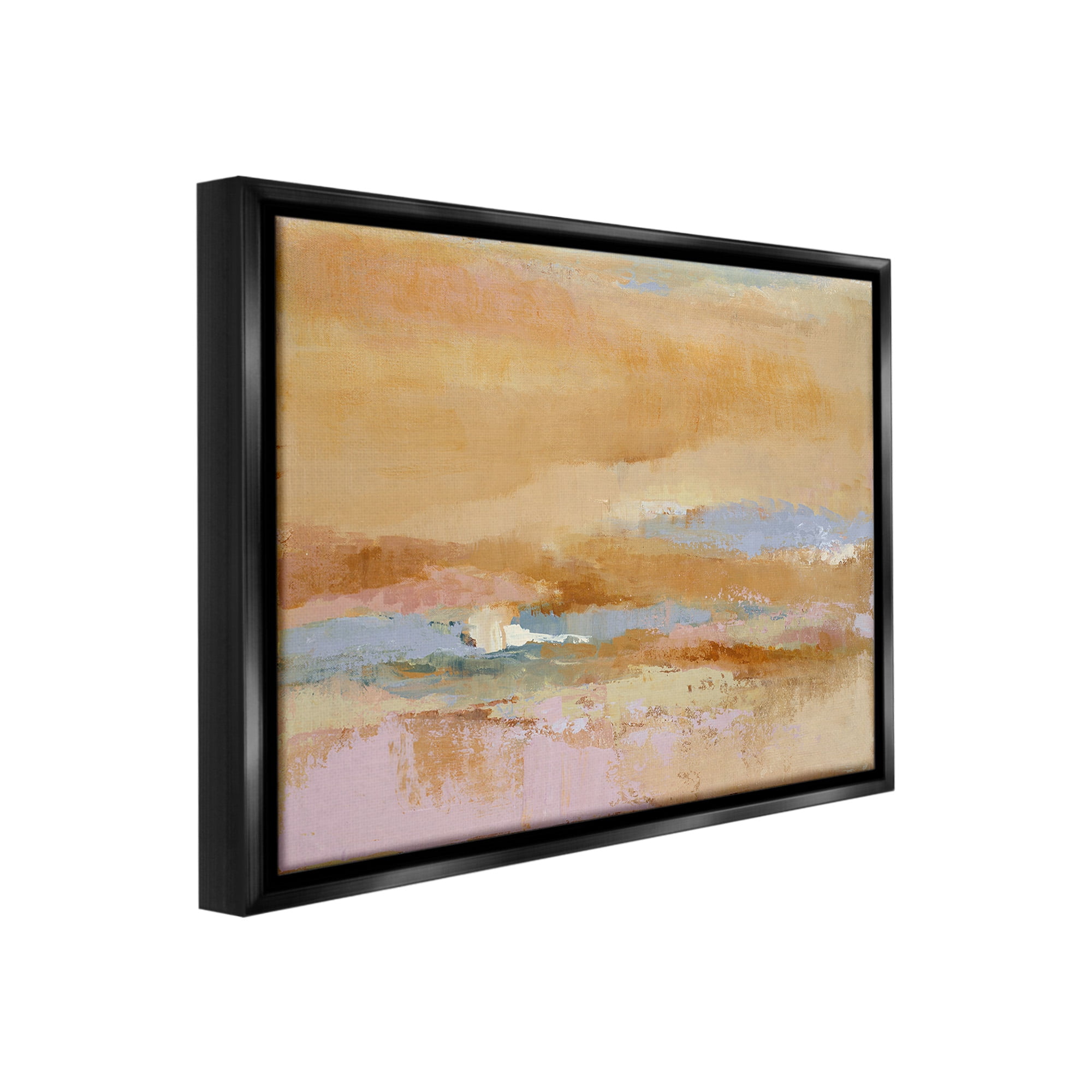Stupell Industries Rustic Tan Abstraction Abstract Painting Black Floater Framed Canvas Art Print Wall Art, 31 x 25