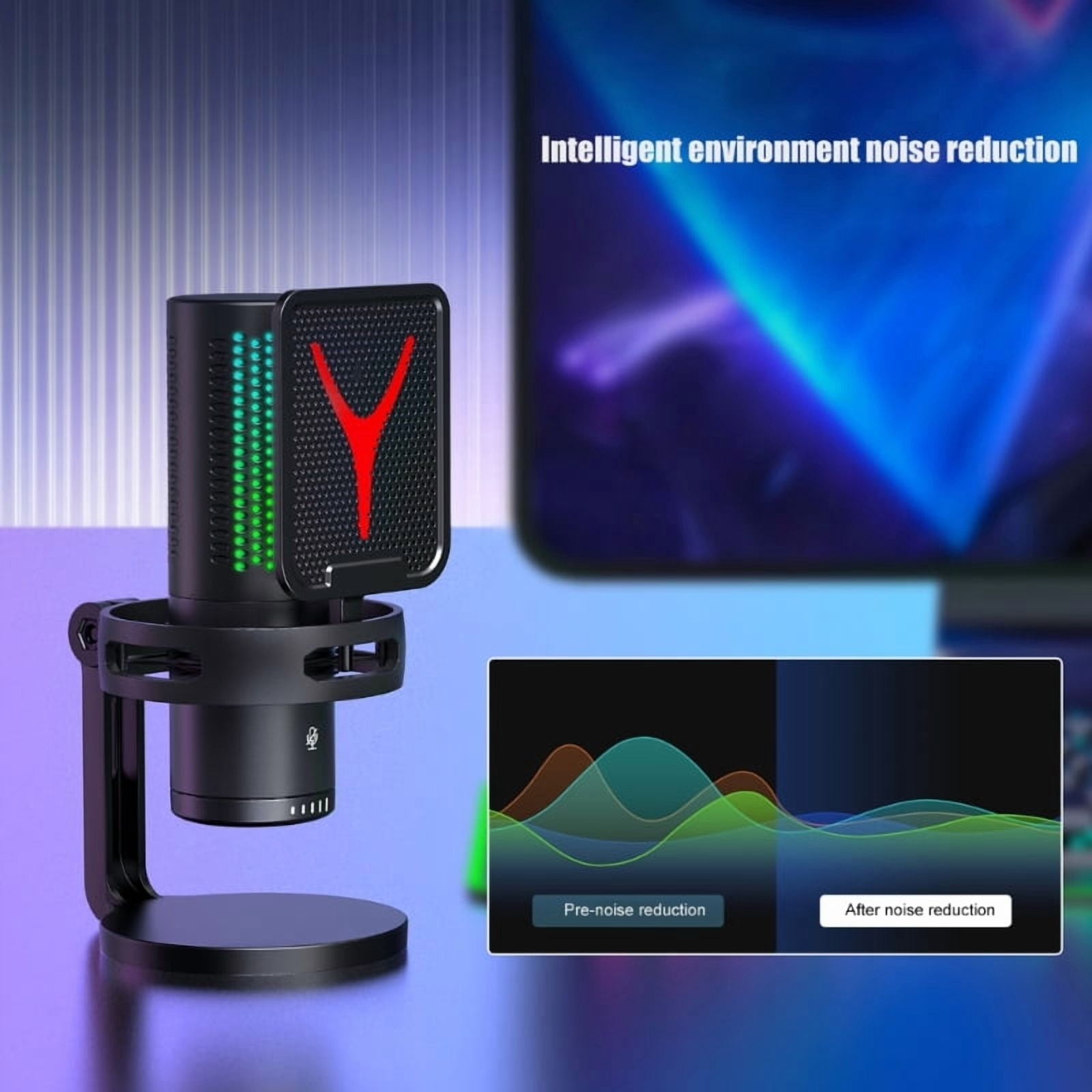 Desktop USB Mic With Color Lights and Quiet Button Condenser Microphone Adjust Sound For Record For Multiple Devices