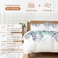 thumbnail image 6 of 3 Piece Teal Purple Botanical Duvet Cover Set Queen Size,Microfiber Comforter/Quilt Cover with Corner Ties and 2 Pillowcases,Eucalyptus Leaves Watercolor Spring All Season Bedding with Zipper Closure, 6 of 8