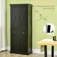 thumbnail image 6 of HOMCOM 72" Kitchen Pantry Storage Cabinet, Traditional Freestanding Cupboard with 4 Doors and 2 Adjustable Shelves, Large Central Drawer, X-Frame, Black, 6 of 10
