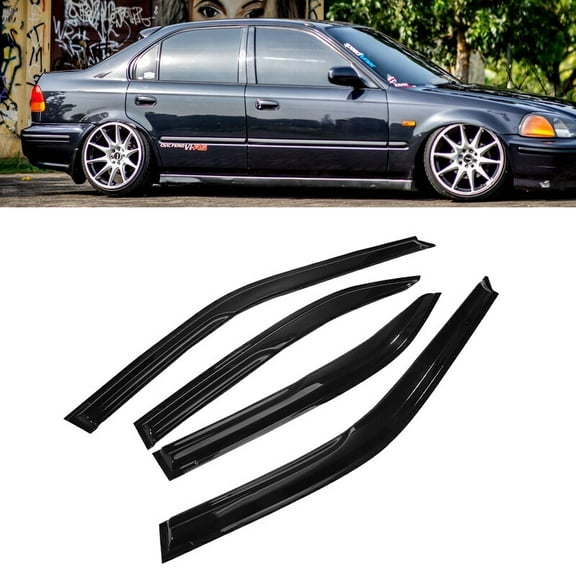 For 1996-2000 Honda Civic Sedan JDM Wavy Mugen Style Window Visor Rain Guards US