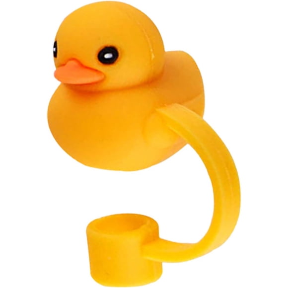 HUGFEGWE 1Pc Yellow Cute Cartoon Yellow Duck Straw Silicone Straw Plug, Straws Decorative Cap Staw Tips Bottle Accessories, Reusable Drinking Straws, Kitchen Utensils and Gadgets CJB91-61235