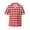 Red Checkboard, variant on Rose Men's Casual Short-sleeved Shirt with Pocket and Button Suitable for Beach Vacation Leisure - Small