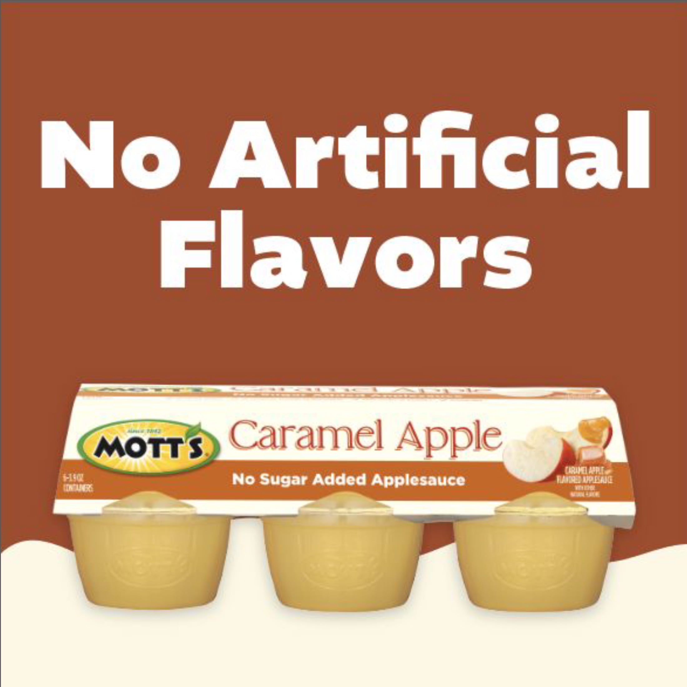 Mott's No Sugar Added Caramel Apple Applesauce, 3.9 oz, 6 Count Cups