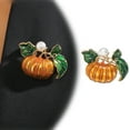 thumbnail image 2 of Pumpkin Brooch Pin - Gold Tone Enamel, Halloween Thanksgiving Accessory for Women, 2 of 6
