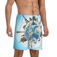 thumbnail image 3 of Rocae World Travel for Men's Soft Sleep Pajama Shorts, Waistband and Pockets, 3 of 9