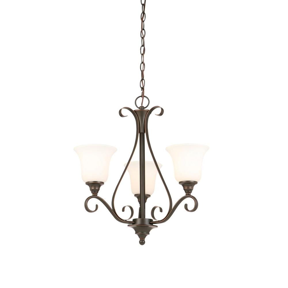 Hampton Bay 3 Light Oil Rubbed Bronze Chandelier With Frosted Shade Departments