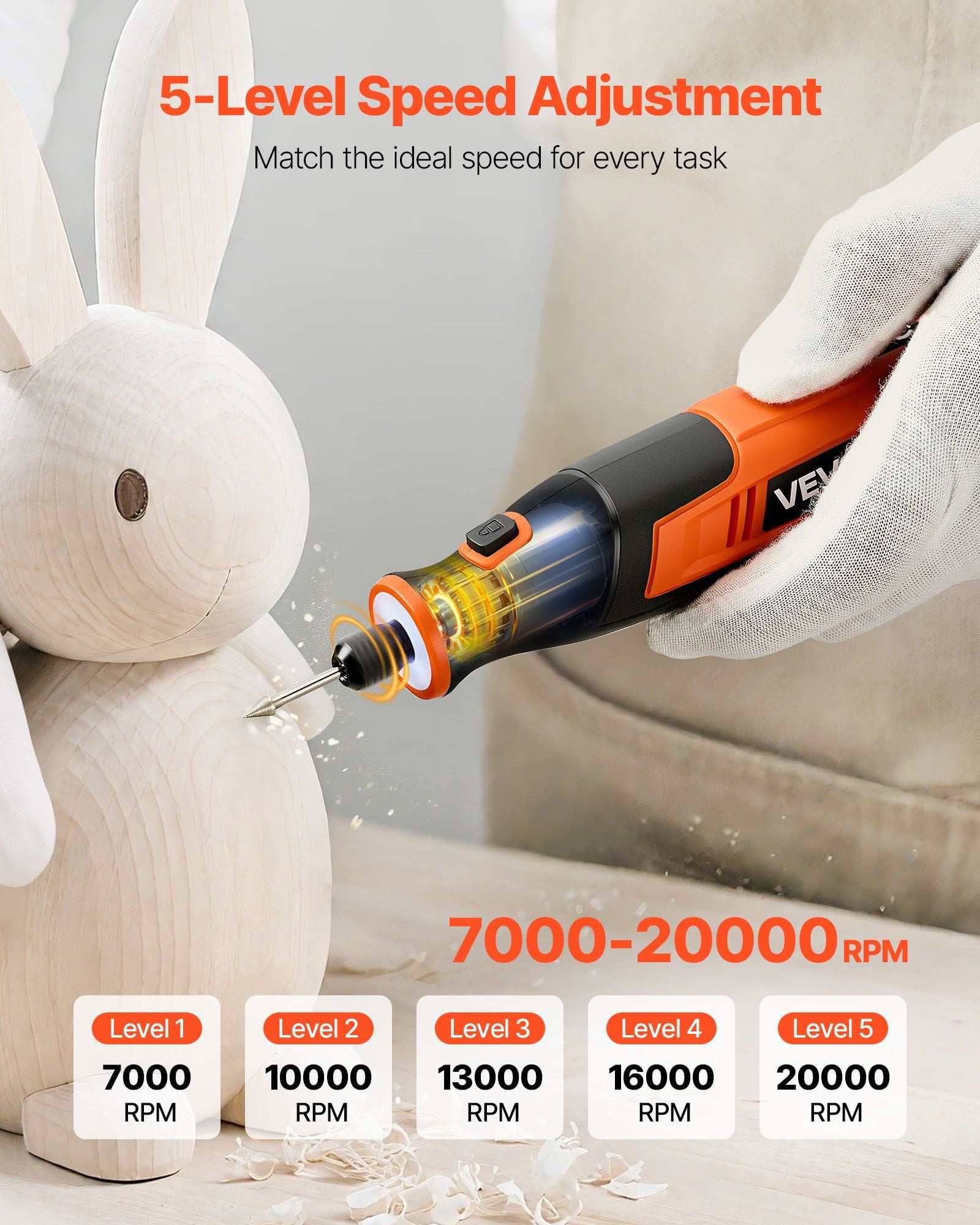 73 Piece Cordless Rotary Tool Set DC4V Portable Mini Electric Rotary Tool 5 Speed 7000 20000 RPM Multi Purpose DIY Carving Grinding Polishing Cutting Craft Making