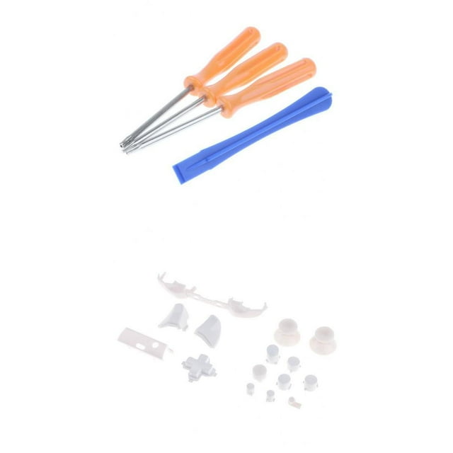 A B X Y Botones Stick Analógico D-Pad Parachoques Disparadores Mod Kit W / T6 T8 T10 Destornillador Para Microsoft One S Controlador Blanco Baoblaze Botones de activación de parachoques