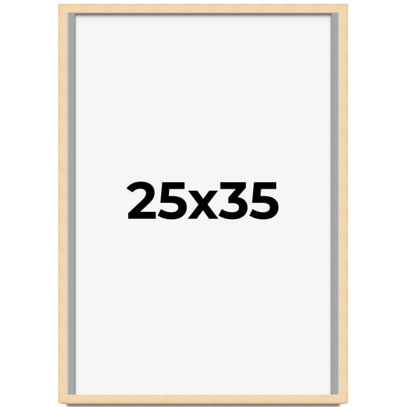 25x35 Frame Natural Wood Picture Frame | 0.75 Inch Moulding Width | with UV Acrylic Plexiglass,