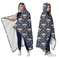thumbnail image 2 of Wearable Blanket,Navy Highland Cow Flower Pattern Hooded Wearable Sherpa Blanket for Adults & Teens,Winter Poncho Shawl Wrap Cape Thick Warm,50"x60", 2 of 5