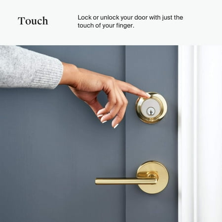 Level - Touch Edition Smart Lock Bluetooth Replacement Deadbolt with App/Key/Voice Assistant Access - Polished Brass
