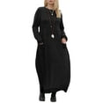 thumbnail image 3 of MAWCLOS Women Maxi Dresses With Pockets Tunic Dress Plus Size Winter Knitted Long Sleeve Casual Warm Kaftan Midi Dresses Black S, 3 of 3