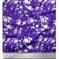 thumbnail image 1 of Soimoi Blue Cotton Duck Fabric Monstera Leaves & Floral Printed Fabric 1 Yard 42 Inch Wide, 1 of 1