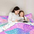 thumbnail image 4 of Castle Fairy Glitter Mermaid Tail Tile King Bedding 7pcs,Starfish Shell Pastel Scale Seamless Print King Bed in a Bag,Mint Pink,Reversible, 4 of 7