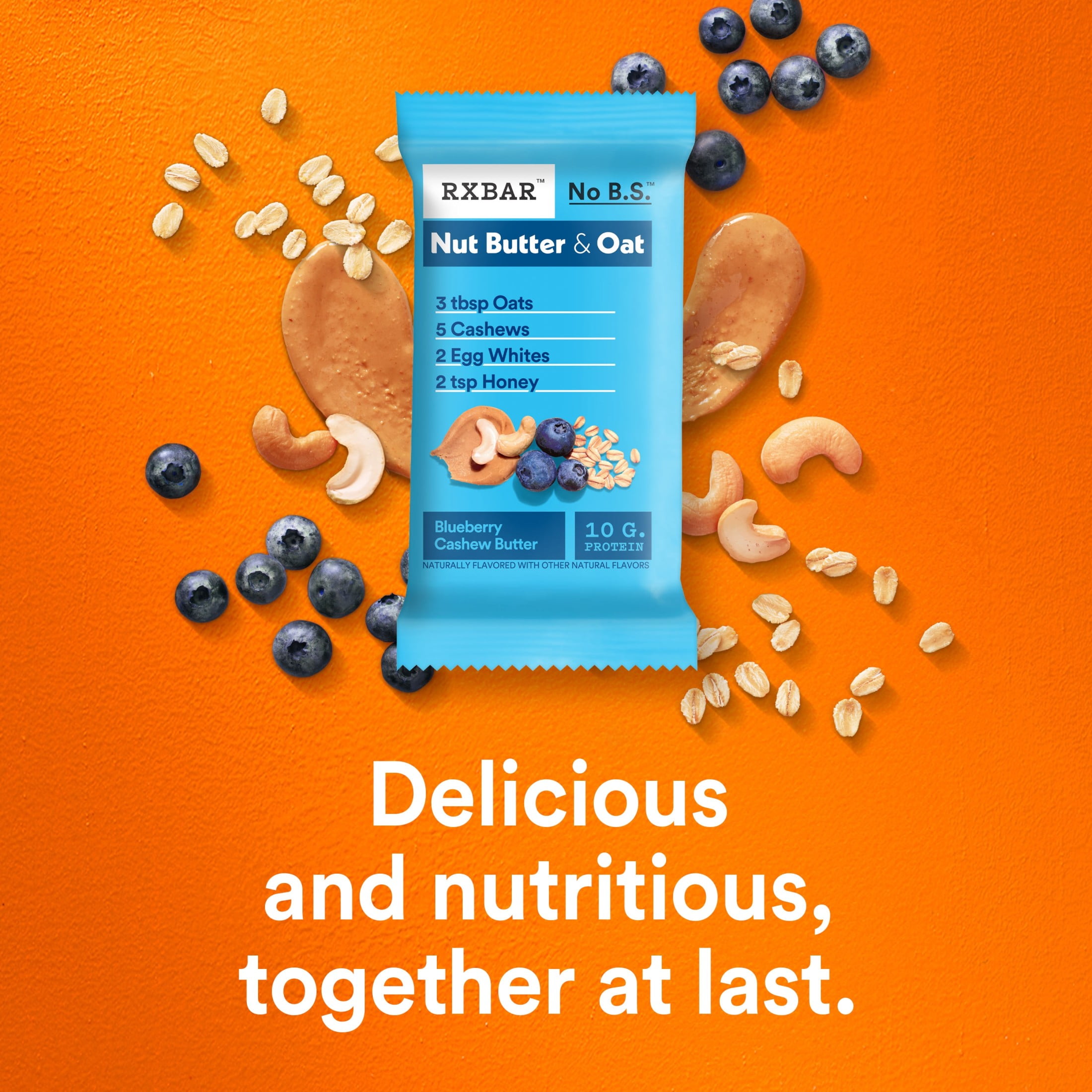 (3 pack) RXBAR Nut Butter and Oat, Blueberry Cashew Butter Gluten-Free Protein Bars, 5 Count