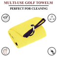 thumbnail image 2 of Vividly Paquete De 2 Toallas De Golf Triples De Tela De Microfibra Premium Con Patrón De Gofre Negro Con Mosquetón Resistente, Toallas De Golf Amarillas Para Bolsas De Golf Para Hombres (Amarillo), 2 of 5