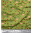 thumbnail image 1 of Soimoi Green Rayon Crepe Fabric Honey Bee & Bettle Bee Insects Print Fabric by The Yard 46 Inch Wide, 1 of 1