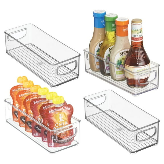 iDesign Plastic Stackable Pantry Bin with Handles, Set of 4, Clear, Made in USA