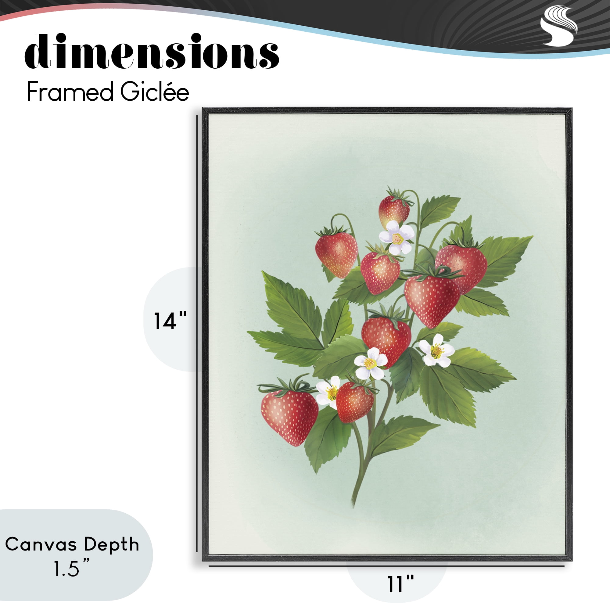 Stupell Industries Vintage Strawberry Bundle Black Framed Giclee Art, design by Diane Neukirch