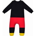 thumbnail image 3 of Disney Mickey Mouse Bodysuit and Hat, Footed Jumpsuit, Baby Clothes Sleepwear Set, 3 of 4