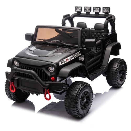 POVANLI 24V Kids Ride on Truck Car,2 driving Modes,Kid manual control, W/Parents 2.4G Remote Control, 400W Powered Toy Car up to 5 mph, w/ Spring Suspension, 3 Speeds,LED Lights,Bluetooth Music,Black