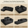 thumbnail image 3 of Sofa, Lofka 105" Free Assembly L-Shaped Sectional with Pet Friendly Corduroy Fabric, Black for Living Room/Apartment, 3 of 11