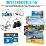 Topesel 128GB Micro SD Class 10 U1 Flash Memory Card with Adapter, 2 Total Count, Blue