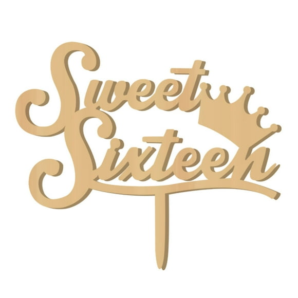 CIMAXIC birthday Wooden Sweet Sixteen Cake Topper Cake Decorations for 16th Birthday Party Supplies,5.91"X4.72"X0.04"