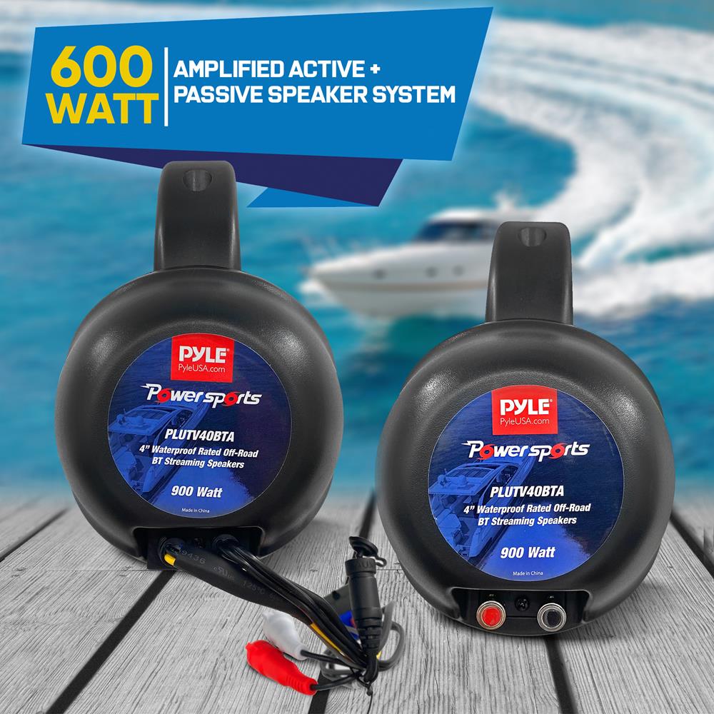 Pyle 2-Way Dual Bluetooth Off-Road Speakers - 4 Inch 800W Marine Waterproof : Pyle Dual Bluetooth Off-Road Speakers - 8\u201d 300W 2-Way