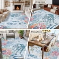 thumbnail image 6 of Ocean Octopus Washable Living Room Rugs 6'x9', Watercolor Seaweed Sea Horse Coral Blue Letter Texture Low Pile Throw Large Area Rug Non-Slip Sturdy Edge Binding Carpet for Dining Room Kitchen Office, 6 of 9