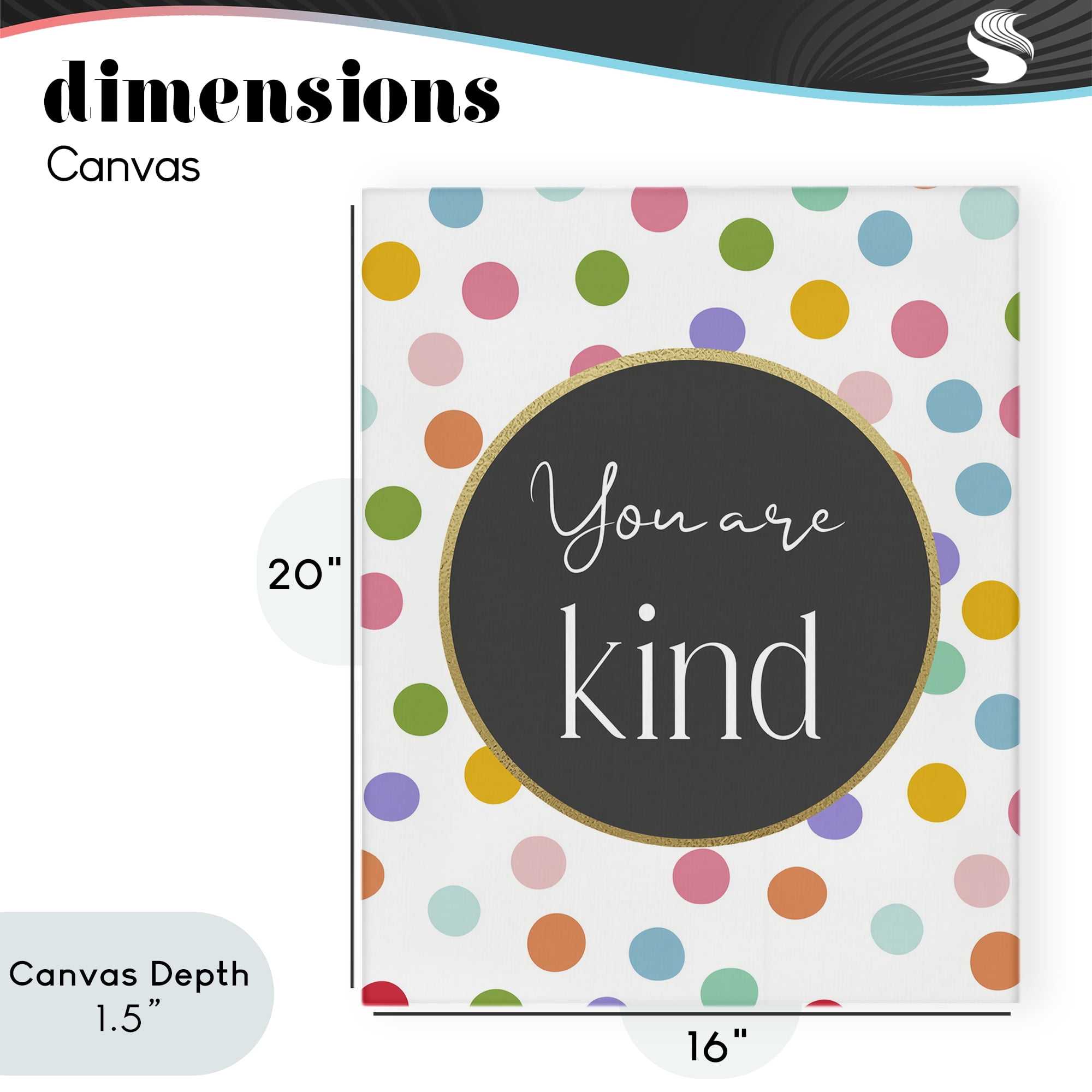 Stupell Industries You Are Kind Polka Dots Canvas Wall Art, design by Christine Simpson Art