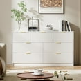 thumbnail image 4 of FURNIWAY White 7 Drawer Dresser, Fluted Wood Clothes Storage Organizer & Cabinet for Bedroom, Modern Chest with Gold Metal Handles, Wide Dresser for Bedroom,Living Room,Hallway, 4 of 9