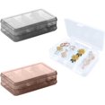 thumbnail image 2 of Double Jewelry Organizer Plastic Compartment Jewelry Organizer Small Box Square Carrying Storage Transparent Grey, 2 of 6