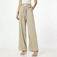 thumbnail image 2 of OSOLU Solid Color Jeans Women Summer Thin Elastic Waist Drape Wide Leg Ice Silk Straight Pants Trousers Fashionable Classic Leisure Bottoms, 2 of 4
