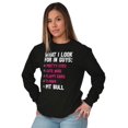 thumbnail image 5 of What I Look In Guys Pit Bull Dog Lady Women's Long Sleeve T Shirt Brisco Brands L, 5 of 6