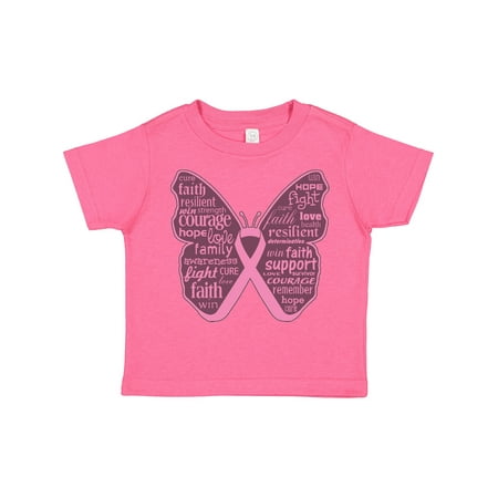 

Inktastic Breast Cancer Butterfly Collage of Words Gift Toddler Toddler Girl T-Shirt