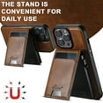 thumbnail image 6 of Compatible With Magsafe 2 in 1 Detachable Wallet Case For iPhone 14 Pro Max with Card Holder Women Men,Magnetic PU Leather RFID Blocking Flip Kickstand Card Slots Shockproof Phone Case,Brown, 6 of 10