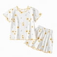 thumbnail image 4 of HCNTES Toddler Girl Pajama Set Strawberry Print Ruffle Short Sleeve Tee and Shorts 2 Piece Set Toddlers Girls Clothing for Cozy Nighttime Sleep, 4 of 4