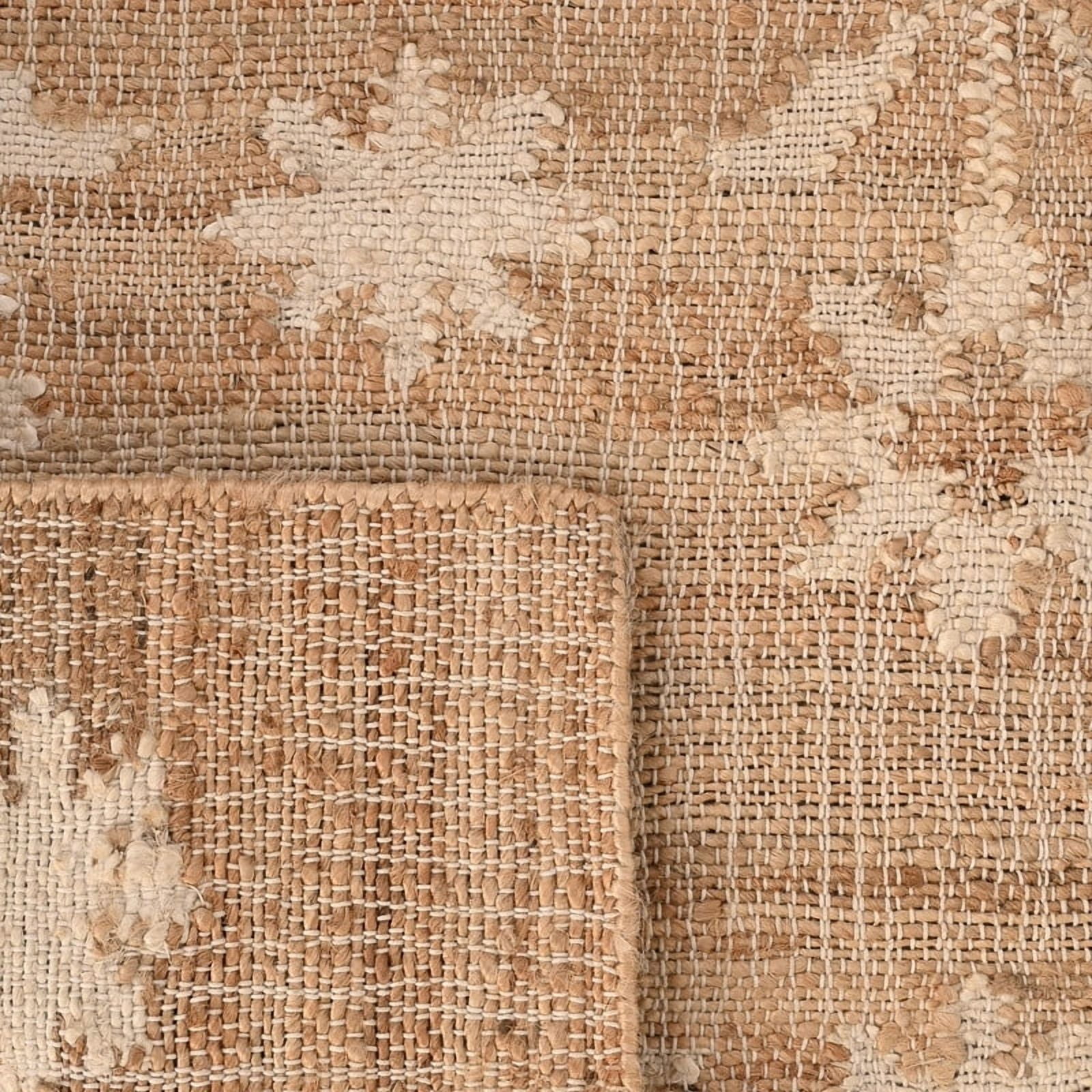 KLAVATE Abstract Ivory Flower Modern Decor Jute Rug