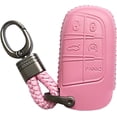 thumbnail image 1 of Alegender Pink Leather Key Fob Cover Case Remote Protector for 2017 2018 2019 2020 2021 Jeep Grand Cherokee Chrysler, 1 of 5